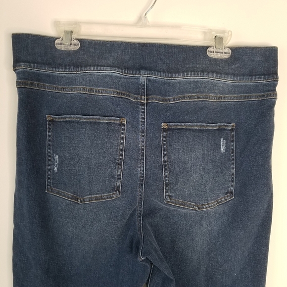 Spanx Distressed Ankle Skinny Denim Jegging Medium Wash Frayed Hem Size 2X - Picture 6 of 12